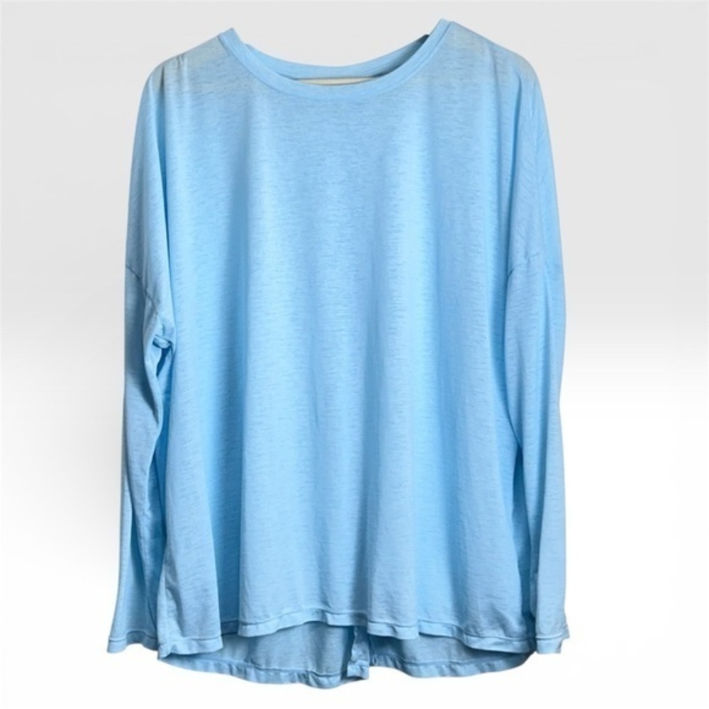 Zella Light Blue Split Back Long Sleeve Top L